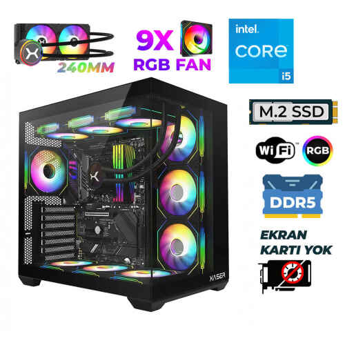 Xaser Raze X170 Intel i5 14600K 16GB DDR5 Ram 512GB M.2 NVMe SSD Sıvı Soğutmalı Hazır Tavsiye Sistem - 1
