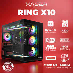 Xaser Ring X10 Ryzen 5 5600 16GB Ram 512GB M.2 NVMe SSD 16GB RX9070 Masaüstü Oyuncu Bilgisayarı - XASER