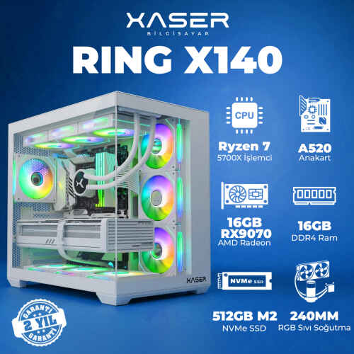Xaser Ring X140 Ryzen 7 5700X 16GB Ram 512GB M.2 NVMe SSD 16GB RX9070 Masaüstü Oyuncu Bilgisayarı - 1