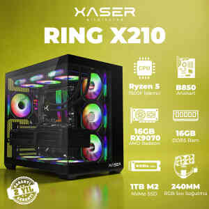 Xaser Ring X210 Ryzen 5 7500F 16GB DDR5 Ram 1TB M.2 NVMe SSD 16GB RX9070 Masaüstü Oyuncu Bilgisayarı - XASER