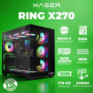 Xaser Ring X270 Ryzen 5 7500X3D 16GB DDR5 Ram 1TB M.2 NVMe SSD 16GB RX9070 Masaüstü Oyuncu Bilgisayarı - XASER