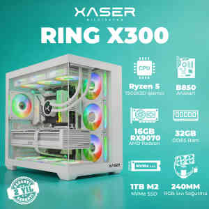 Xaser Ring X300 Ryzen 5 7500X3D 32GB DDR5 Ram 1TB M.2 NVMe SSD 16GB RX9070 Masaüstü Oyuncu Bilgisayarı - XASER