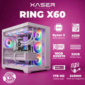 Xaser Ring X60 Ryzen 5 5600 32GB Ram 1TB M.2 NVMe SSD 8GB 16GB RX9070 Masaüstü Oyuncu Bilgisayarı - XASER