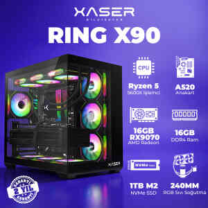 Xaser Ring X90 Ryzen 5 5600X 16GB Ram 1TB M.2 NVMe SSD 8GB 16GB RX9070 Masaüstü Oyuncu Bilgisayarı - XASER