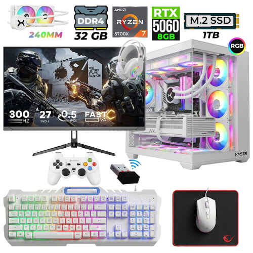 Xaser Mage X140 Ryzen 7 5700X 32GB Ram 1TB M.2 NVMe SSD 8GB RTX5060 Sıvı Soğutmalı 27