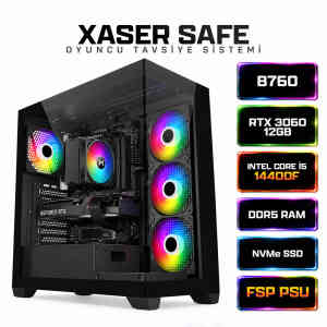 Xaser Safe X60 Intel Core i5 14400F 32GB DDR5 Ram 1TB M.2 NVMe SSD 12GB RTX3060 Masaüstü Oyuncu Bilgisayarı - XASER