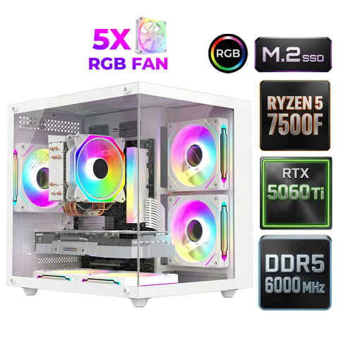 Xaser Sage X100 Ryzen 5 7500F DDR5 16GB Ram 512GB M.2 Nvme SSD 16GB RTX5060Ti Oyuncu Tavsiye Sistem - 1