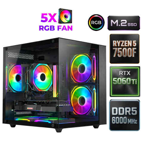Xaser Sage X110 Ryzen 5 7500F DDR5 32GB Ram 1TB M.2 Nvme SSD 16GB RTX5060Ti Oyuncu Tavsiye Sistem - 1