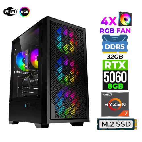 Xaser Sage X20 Ryzen 5 7500F DDR5 32GB 6000Mhz Ram 1TB M.2 Nvme SSD 8GB GDDR7 RTX5060 Ultra Performans Masaüstü Bilgisayar - 1