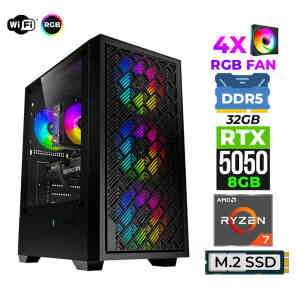 Xaser Sage X40 Ryzen 5 7500F DDR5 32GB 6000Mhz Ram 1TB M.2 Nvme SSD 8GB RTX5050 Ultra Performans Masaüstü Bilgisayar - Xaser