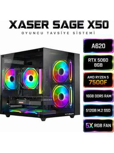 Xaser Sage X50 Ryzen 5 7500F DDR5 16GB Ram 512GB M.2 Nvme SSD 8GB RTX5060 Oyuncu Tavsiye Sistem - 1