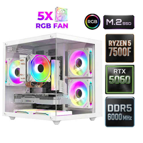 Xaser Sage X60 Ryzen 5 7500F DDR5 16GB Ram 512GB M.2 Nvme SSD 8GB RTX5060 Oyuncu Tavsiye Sistem - 1