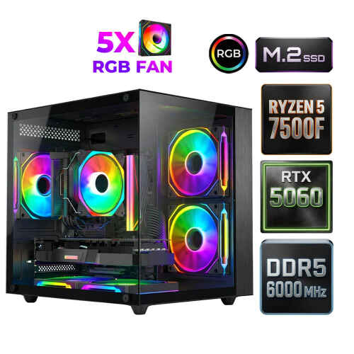 Xaser Sage X70 Ryzen 5 7500F DDR5 32GB Ram 1TB M.2 Nvme SSD 8GB RTX5060 Oyuncu Tavsiye Sistem - 1
