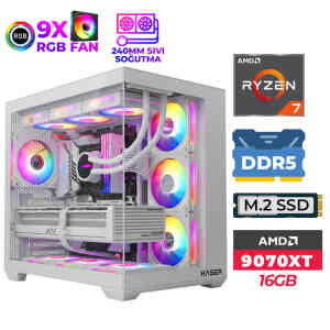 Xaser SovaX130 Ryzen 7 9700X 32GB DDR5 Ram 1TB M.2 NVMe SSD 16GB RX9070 XT Sıvı Soğutmalı Masaüstü Oyuncu Bilgisayarı - Xaser