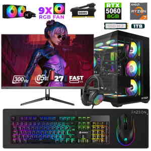 Xaser Star X470 Ryzen 7 7800X3D 32GB Ram 1TB M.2 NVMe SSD 8GB RTX5060 27