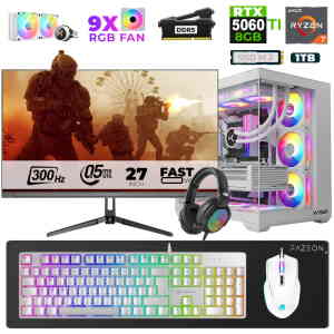 Xaser Star X500 Ryzen 7 7800X3D 16GB Ram 1TB M.2 NVMe SSD 8GB RTX5060Ti 27