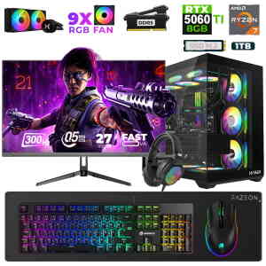 Xaser Star X510 Ryzen 7 7800X3D 32GB Ram 1TB M.2 NVMe SSD 8GB RTX5060Ti 27