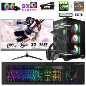 Xaser Star X550 Ryzen 7 7800X3D 32GB Ram 1TB M.2 NVMe SSD 16GB RTX5060Ti 27