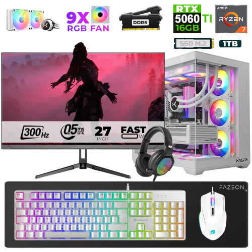 Xaser Star X560 Ryzen 7 7800X3D 32GB Ram 1TB M.2 NVMe SSD 16GB RTX5060Ti 27