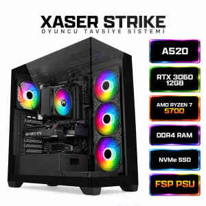 Xaser Strike X20 Ryzen 7 5700 16GB Ram 1TB M.2 NVMe SSD 12GB RTX3060 Masaüstü Oyuncu Bilgisayarı - XASER