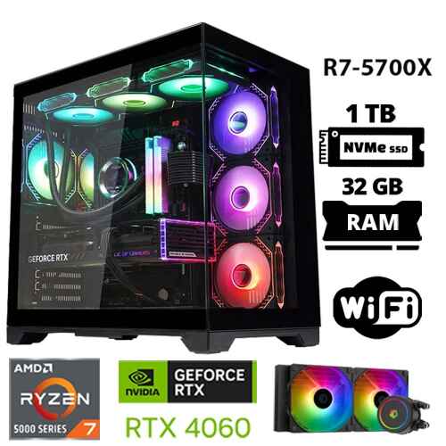 Xaser Sword X32 Ryzen 7 5700X 32GB Ram 1TB M.2 NVMe SSD 8GB RTX4060 Sıvı Soğutmalı Oyuncu Bilgisayarı - 1