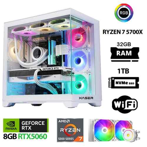 Xaser Sword X60 Ryzen 7 5700X 32GB Ram 1TB M.2 NVMe SSD 8GB RTX5060 Sıvı Soğutmalı Oyuncu Bilgisayarı - 1