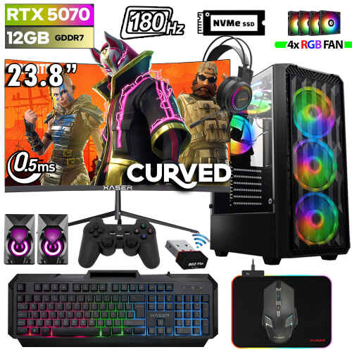 Xaser Thunder 580 Ryzen 7 7700 32GB DDR5 Ram 2TB M.2 NVMe SSD 12GB RTX5070 23.8