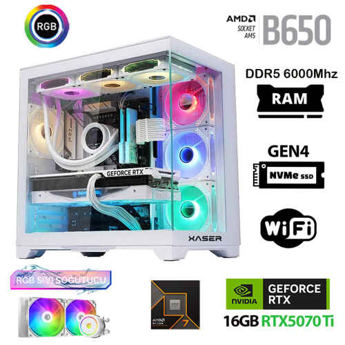 Xaser Velox x140 Ryzen 7 9800X3D 32GB DDR5 Ram 1TB M.2 NVMe SSD 16GB RTX5070Ti Masaüstü Oyuncu Bilgisayarı - 1