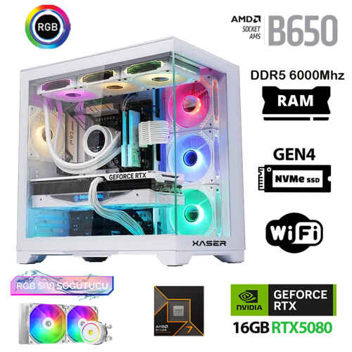 Xaser Velox x220 Ryzen 7 9700x 32GB DDR5 Ram 1TB M.2 NVMe SSD 16GB RTX5080 Masaüstü Oyuncu Bilgisayarı - 1