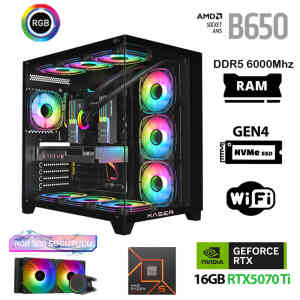 Xaser Velox x450 Ryzen 5 7600 32GB DDR5 Ram 1TB M.2 NVMe SSD 16GB RTX5070Ti Masaüstü Oyuncu Bilgisayarı - XASER