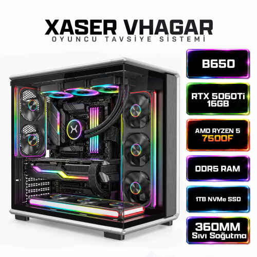 Xaser Vhagar X8 Ryzen 5 7500F 16GB Ram 1TB M.2 NVMe SSD 16GB RTX5060Ti Oyuncu Tavsiye Sistem - 1