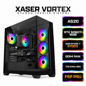 Xaser Vortex X120 Ryzen 7 5700X 32GB Ram 1TB M.2 NVMe SSD 16GB RTX5060Ti Masaüstü Oyuncu Bilgisayarı - XASER