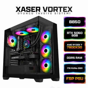 Xaser Vortex X70 Ryzen 7 7800X3D 16GB DDR5 Ram 1TB M.2 NVMe SSD 8GB RTX5060 Sıvı Soğutmalı Oyuncu Bilgisayarı - XASER