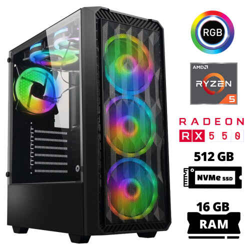 Xaser Xsr1025 Ryzen 5 3600 16GB Ram 512GB M.2 NVMe SSD 4GB RX550 Oyun Hazır Sistem - 1