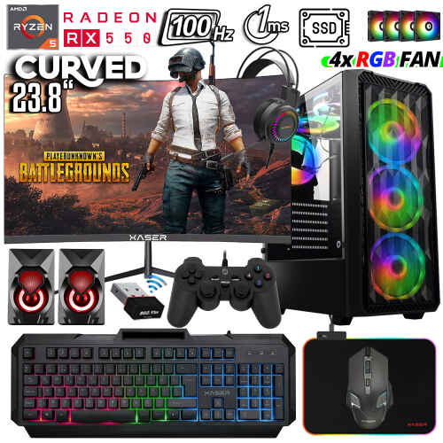 Xaser Xsr1031 Ryzen 5 3600 16GB Ram 1TB SSD 4GB RX550 23.8 100Hz Curved Oyun Hazır Sistem - 1
