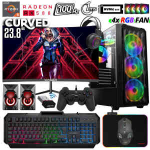 Xaser Xsr1037 Ryzen 5 3600 16GB Ram 512GB M.2 NVMe SSD 8GB RX580 23.8 100Hz Curved Oyun Hazır Sistem - XASER