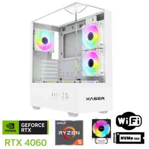 Xaser Xsr1099 Ryzen 5 7500F 32GB DDR5 Ram 1TB M.2 NVMe SSD 8GB RTX4060 Beyaz Oyuncu Masaüstü Bilgisayarı - XASER