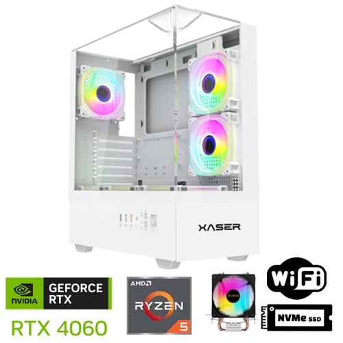 Xaser Xsr1099 Ryzen 5 7500F 32GB DDR5 Ram 1TB M.2 NVMe SSD 8GB RTX4060 Beyaz Oyuncu Masaüstü Bilgisayarı - 1