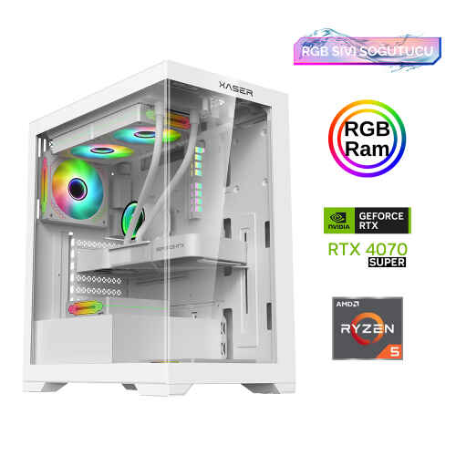 Xaser Xsr818 Ryzen 5 5600 16GB Ram 512GB M.2 NVMe SSD 12GB RTX4070 SUPER 24Curved 180Hz Sıvı Soğutma Oyuncu Tavsiye Sistem - 2