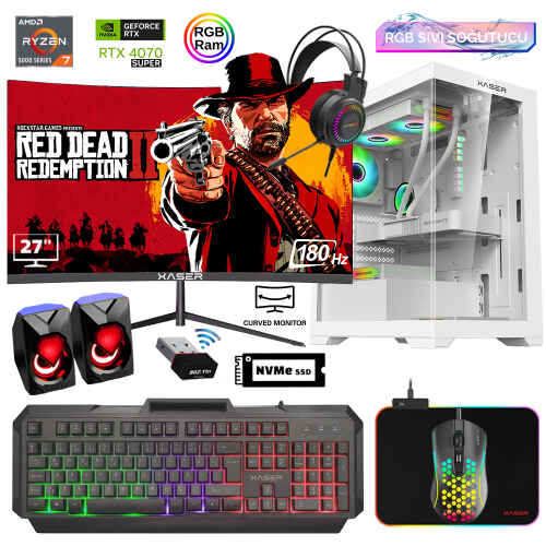 Xaser Xsr831 Ryzen 7 5700x 16GB Ram 512GB M.2 NVMe SSD 12GB RTX4070 SUPER 27Curved 180Hz Sıvı Soğutma Oyuncu Tavsiye Sistem - 1