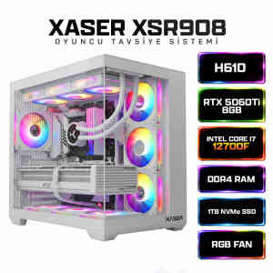 Xaser Xsr908 i7 12700F 32GB Ram 1TB M.2 NVMe SSD 8GB RTX5060Ti Sıvı Soğutma Oyun Bilgisayarı - XASER