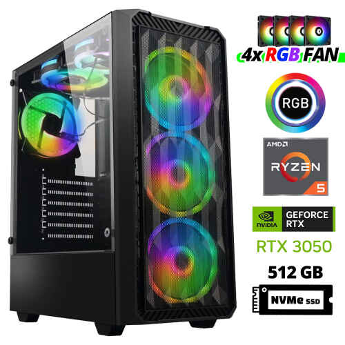 Xaser Xsr941 Ryzen 5 5600 32GB Ram 512GB M.2 NVMe SSD 6GB RTX3050 Masaüstü Oyuncu Bilgisayarı - 1