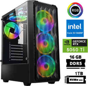 Xaser Xsr951 i5 14400F 16GB DDR5 Ram 1TB M.2 NVMe SSD 8GB RTX5060 Ti Masaüstü Oyuncu Bilgisayarı - XASER