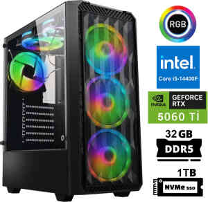 Xaser Xsr961 i5 14400F 32GB DDR5 Ram 1TB M.2 NVMe SSD 8GB RTX5060 Ti Masaüstü Oyuncu Bilgisayarı - XASER
