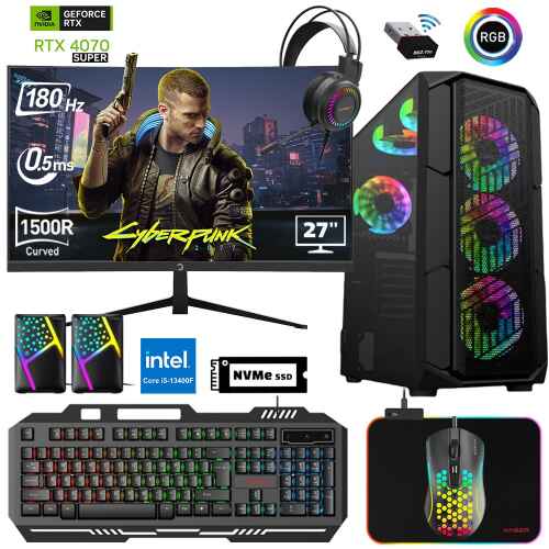 XaserXsr 678 i5 13400F 16GB Ram 512GB M.2 NVMe SSD 12GB RTX4070 SUPER 27 180Hz Curved Oyun Hazır Sistem - 1